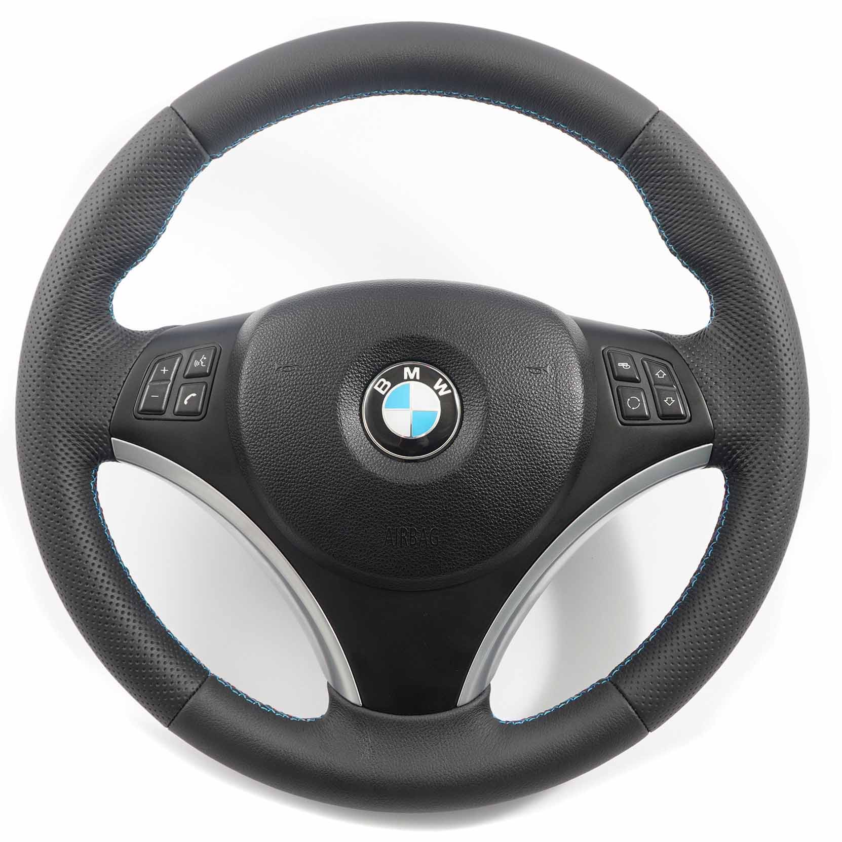 BMW E81 E82 E87 E90 E91 E92 NEW Black Leather M Sport Look Steering Wheel Trim