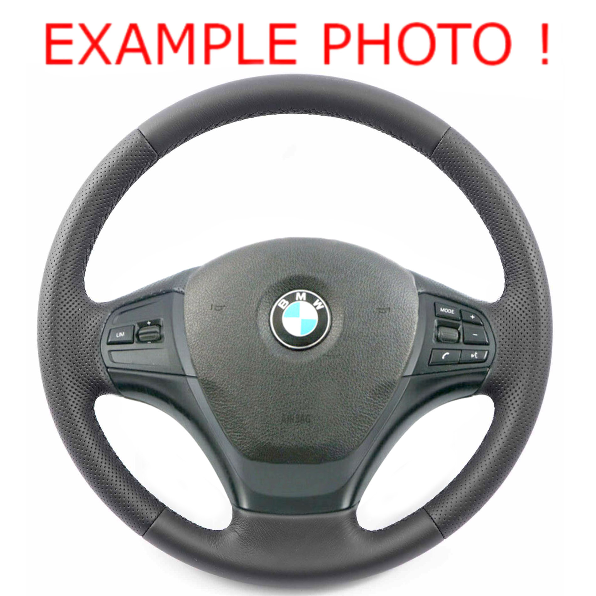 BMW F20 F21 F22 F30 F31 F34 NEW Black Leather Steering Wheel with Black Threads