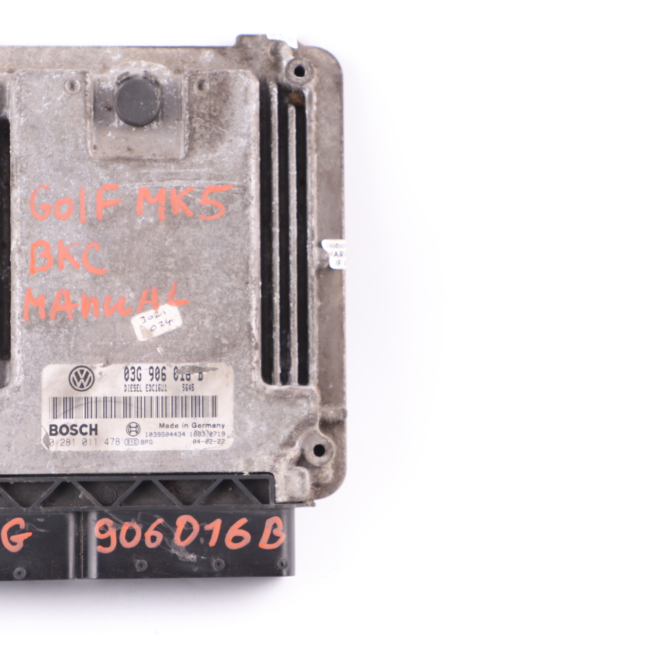 Volkswagen Golf 5 1.9 TDI 105HP BKC Engine Control Unit ECU Manual 03G906016B