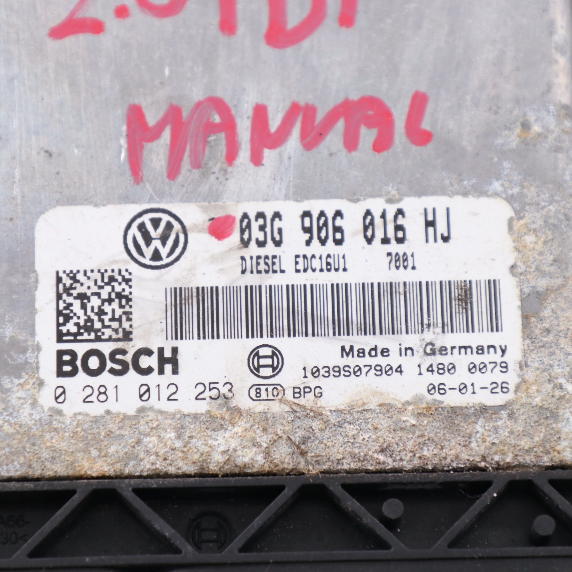 Volkswagen Golf 5 2.0 TDI Engine Control Unit ECU Manual 03G906016HJ