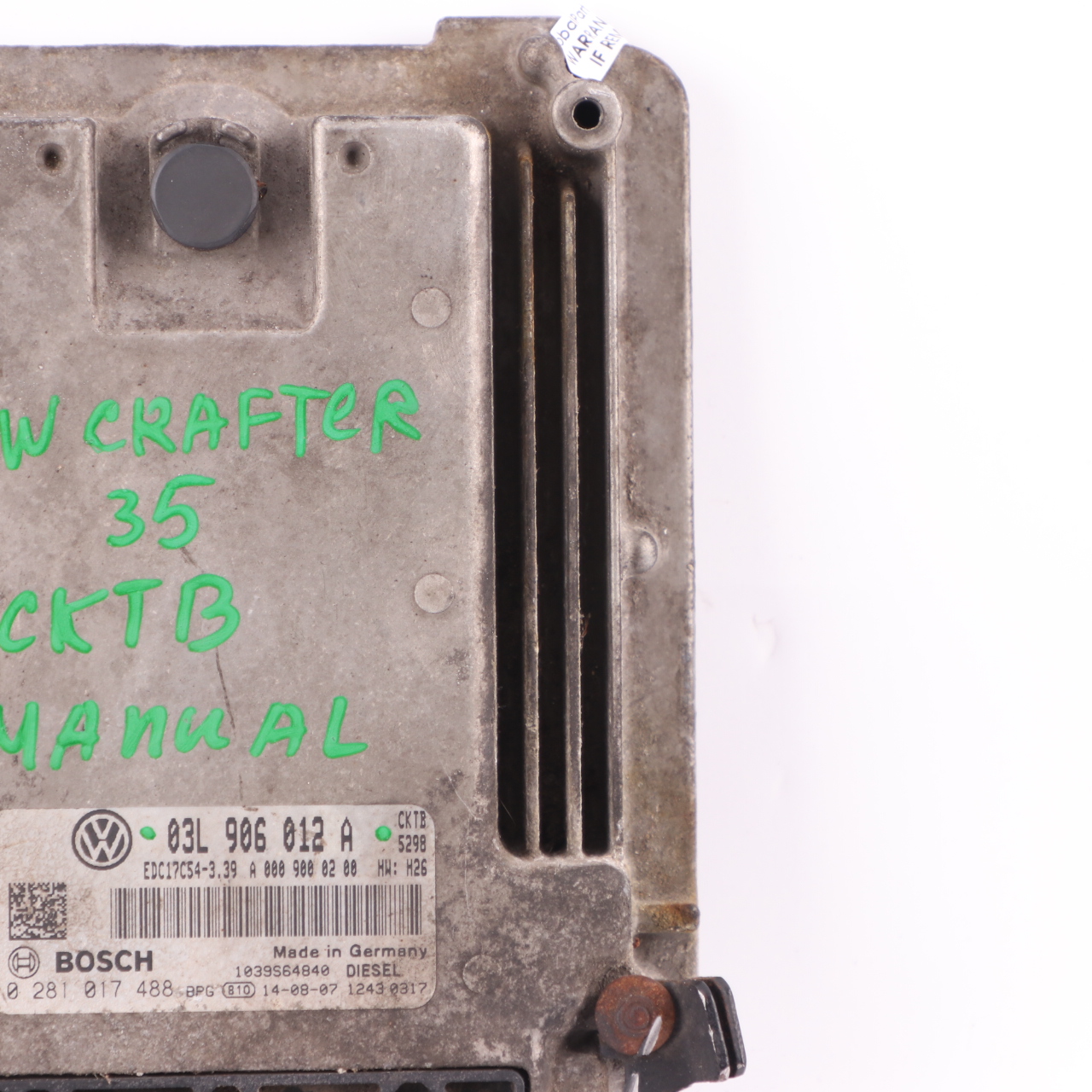 VW Volkswagen Crafter 2.0 TDI CKTB Engine Unit Module ECU Manual 03L906012A