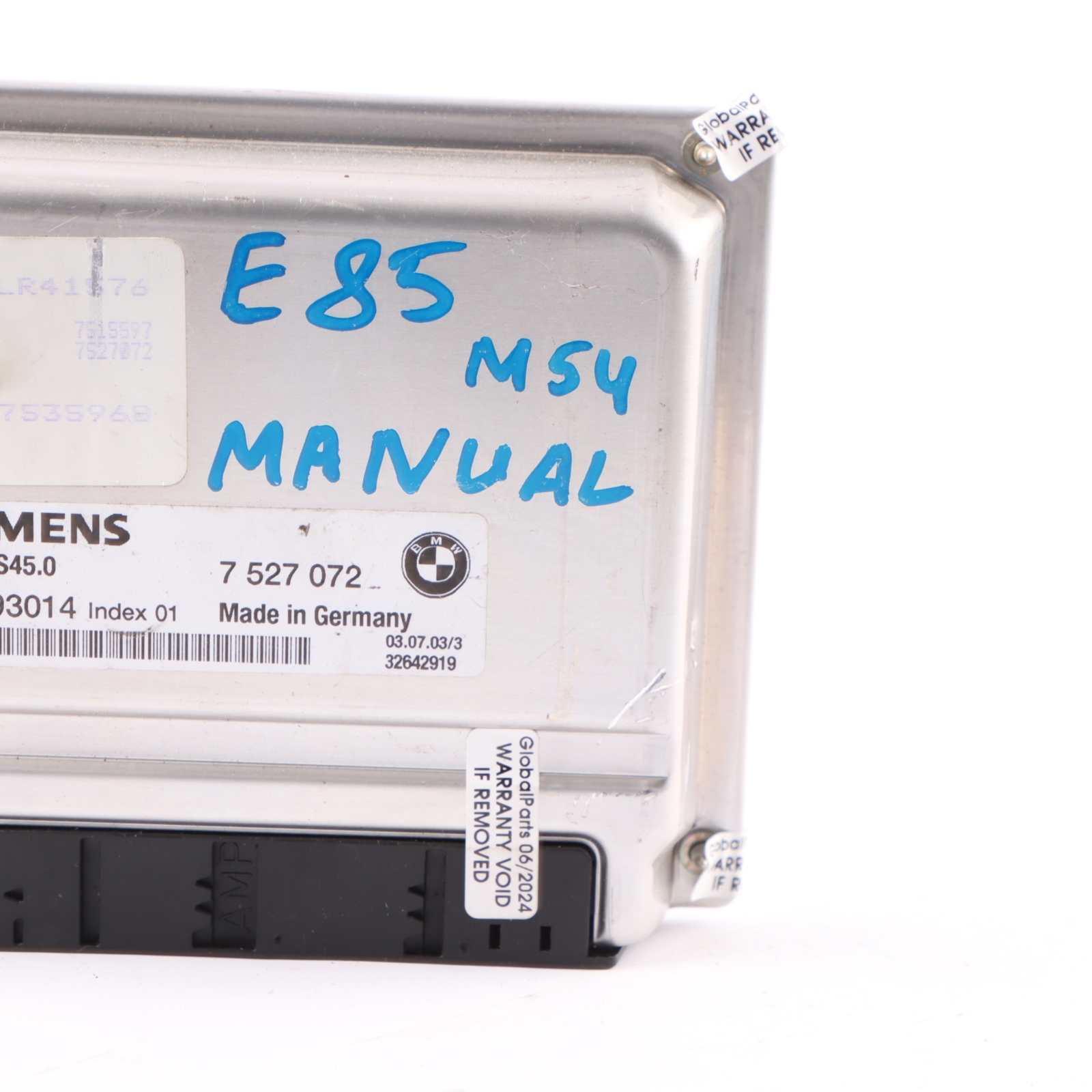 BMW Z4 E85 2.5i M54 192HP Engine ECU Control Unit Module DME 7527072 Manual