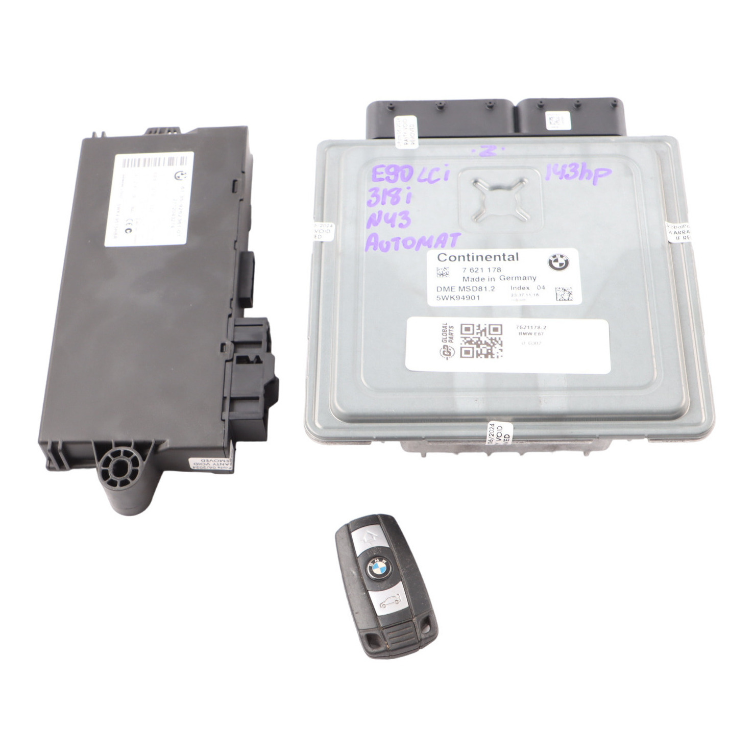 BMW 1 Series E81 E87 LCI N43 118i 143HP ECU Kit DME 7621178 CAS3 Key Manual