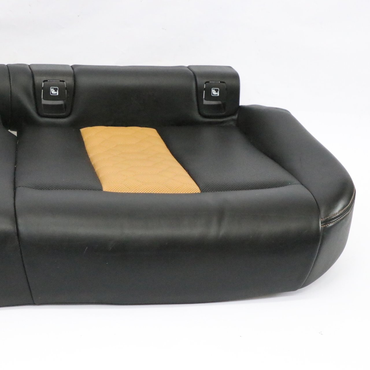 BMW X4M F98 Rear Seat Cushion Cover Leather Black / Midrand Beige 8096086