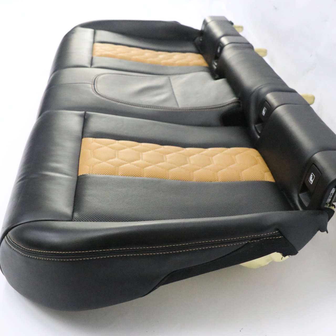 BMW X4M F98 Rear Seat Cushion Cover Leather Black / Midrand Beige 8096086