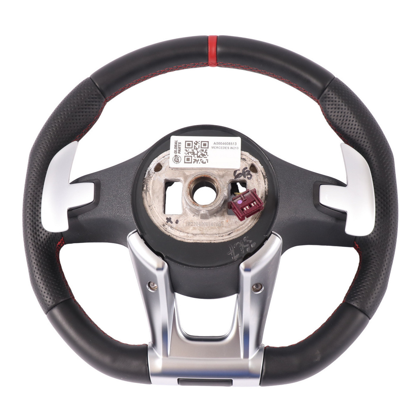 Steering Wheel Mercedes W213 C238 AMG Black Leather Paddle Shift Red Threads