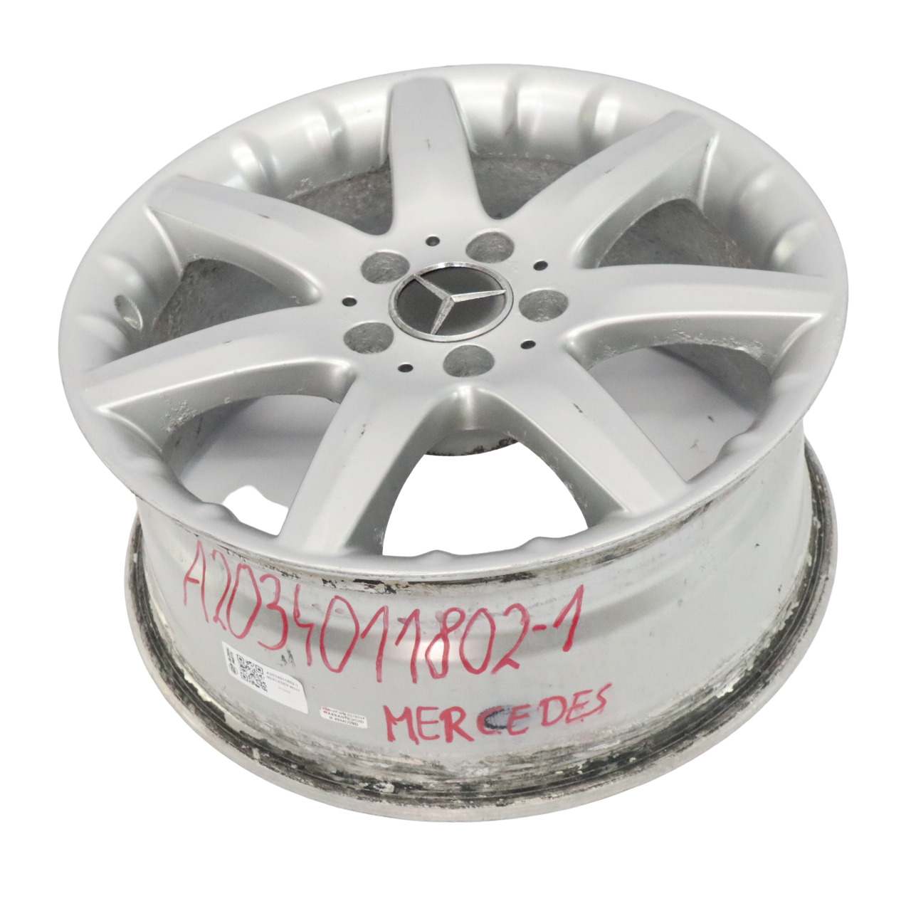 Mercedes W203 Silver Alloy Wheel Rim 7 Spoke 17" ET:37 7,5J A2034011802