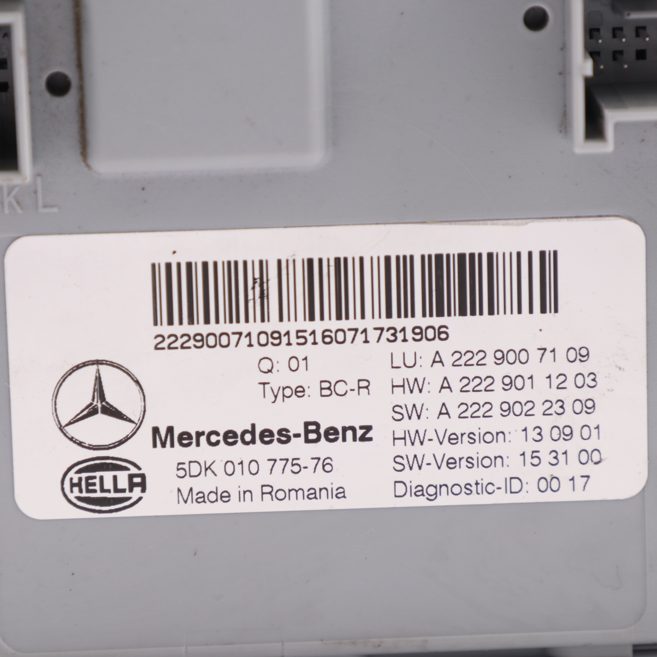 SAM Module Mercedes C205 GLC X253 Coupe Rear Control Unit A2229007109