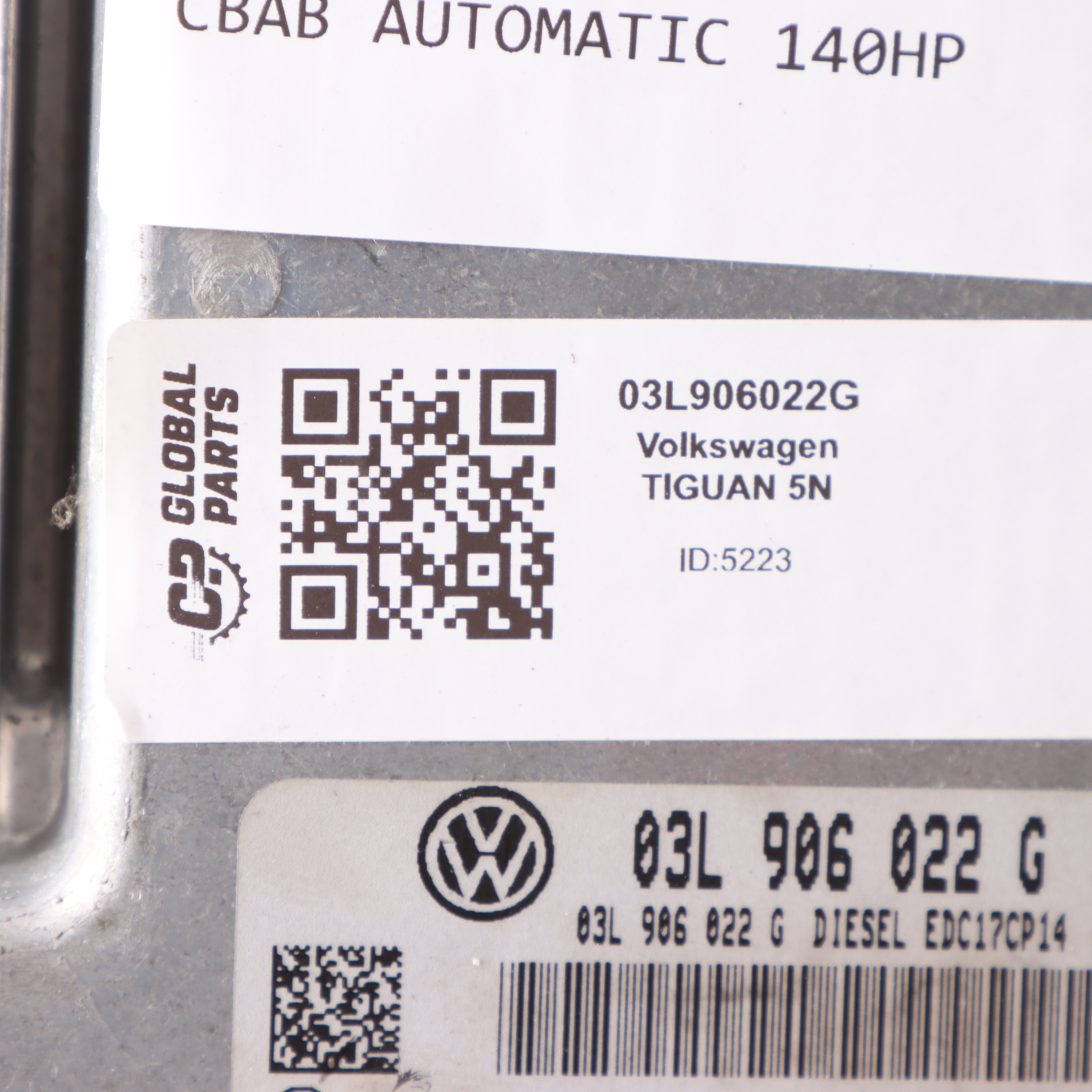 VW Tiguan 5N 2.0TDI 4motion 140HP CBAB Engine Control Unit 03L906022G Automatic