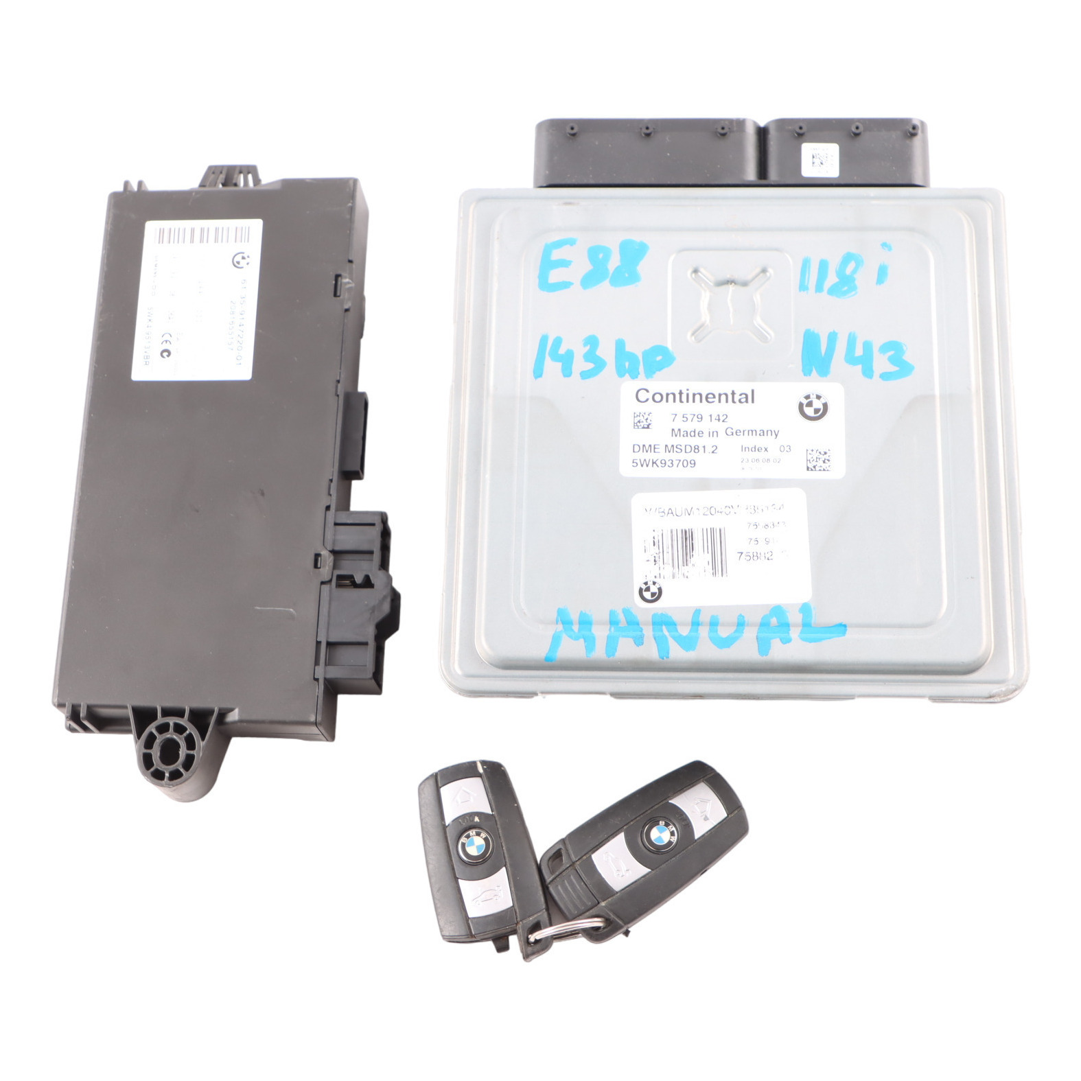 BMW E87 LCI E90 118i 318i N43 143HP ECU Kit DME 7579142 CAS3 Keys Manual