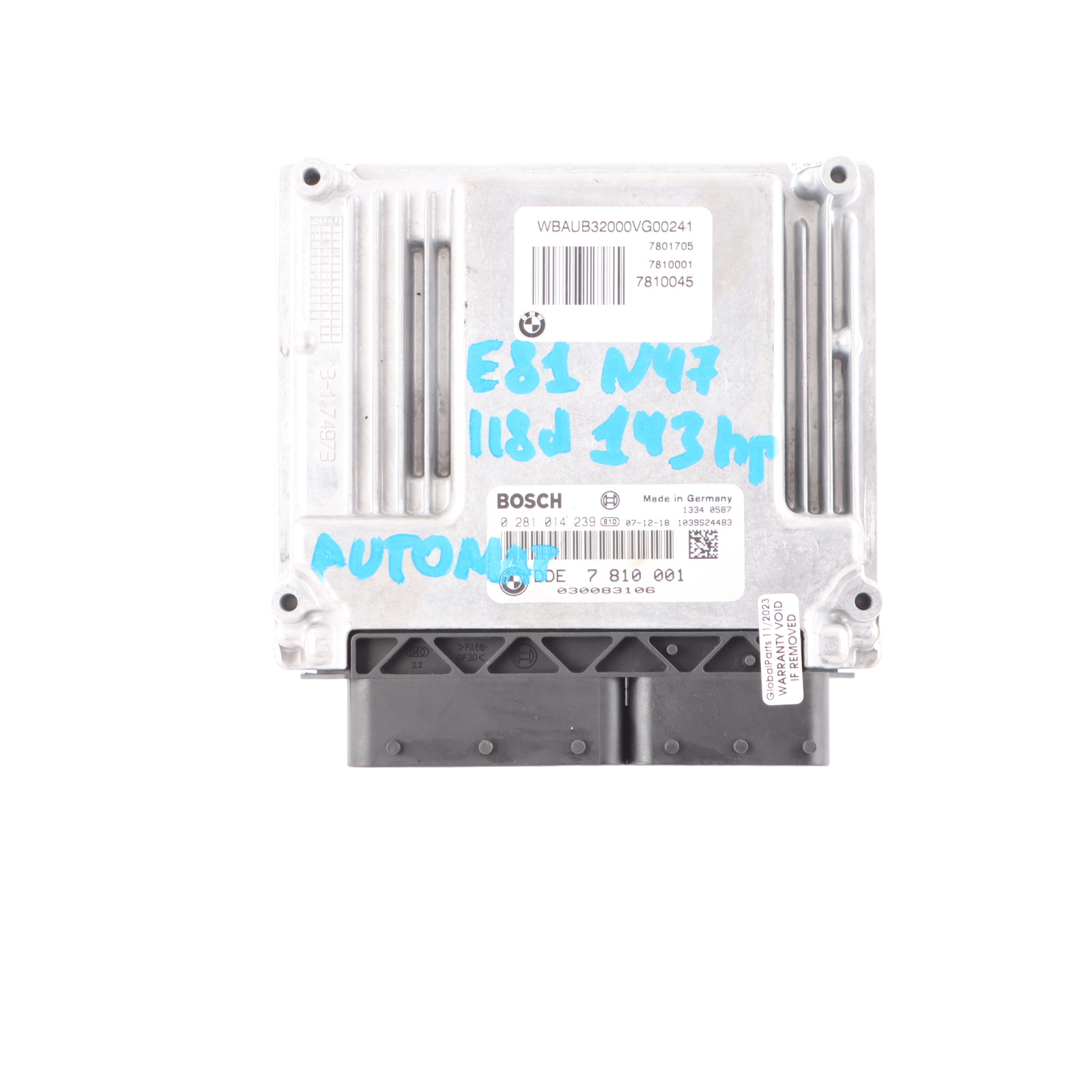 BMW E81 E87 LCI 118d E90 318d N47 143HP Diesel ECU KIT DDE 7810001 CAS3 + Key