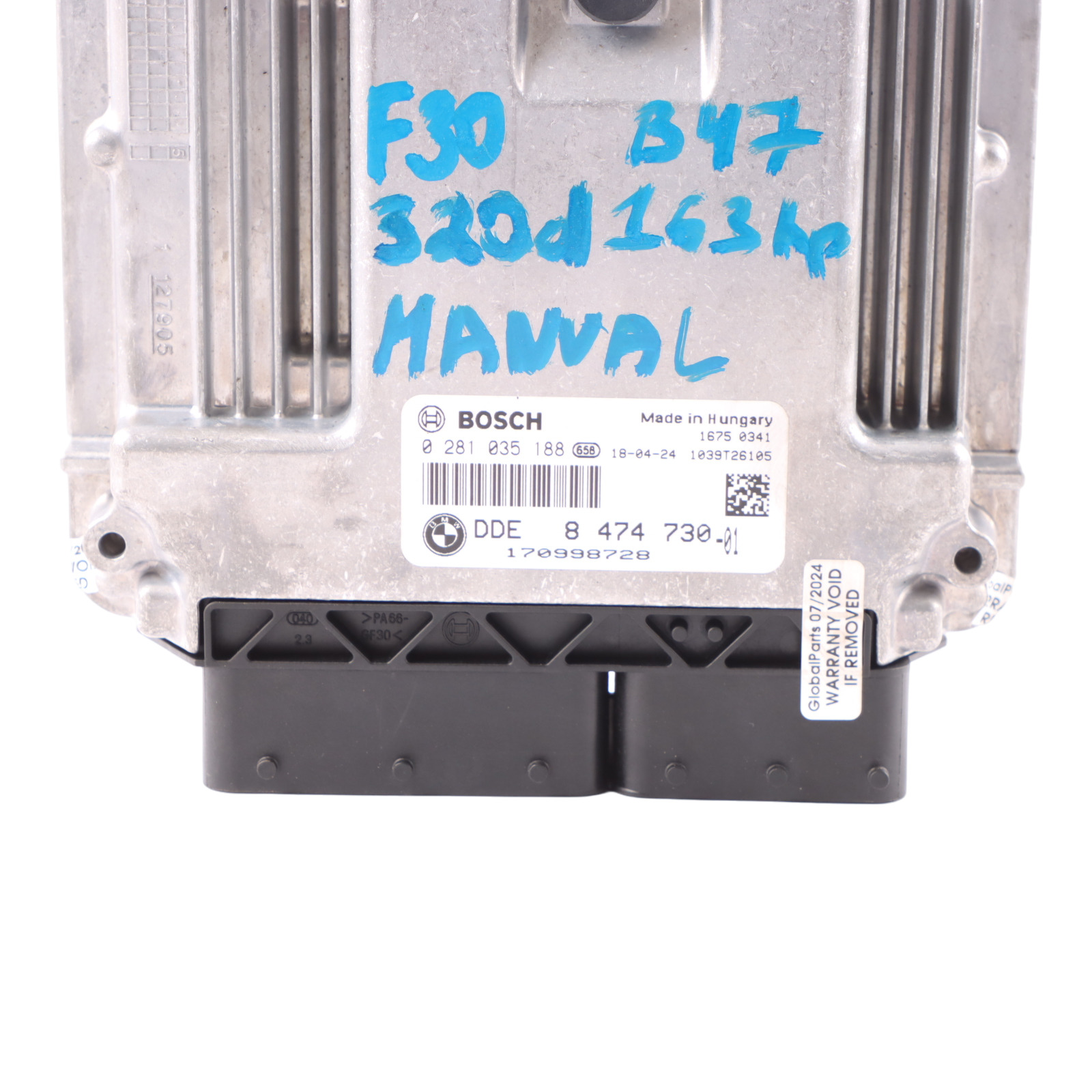 BMW F20 F21 F30 F31 LCI 120d 320d Diesel B47 163HP Engine ECU DDE 8474730 Manual