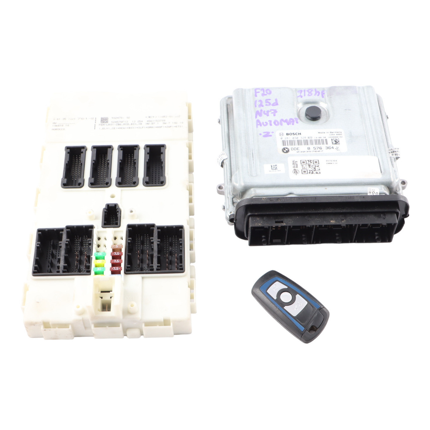 BMW F20 F21 125d N47N Engine Control Unit ECU Kit DDE 8576364 Key FEM Automatic