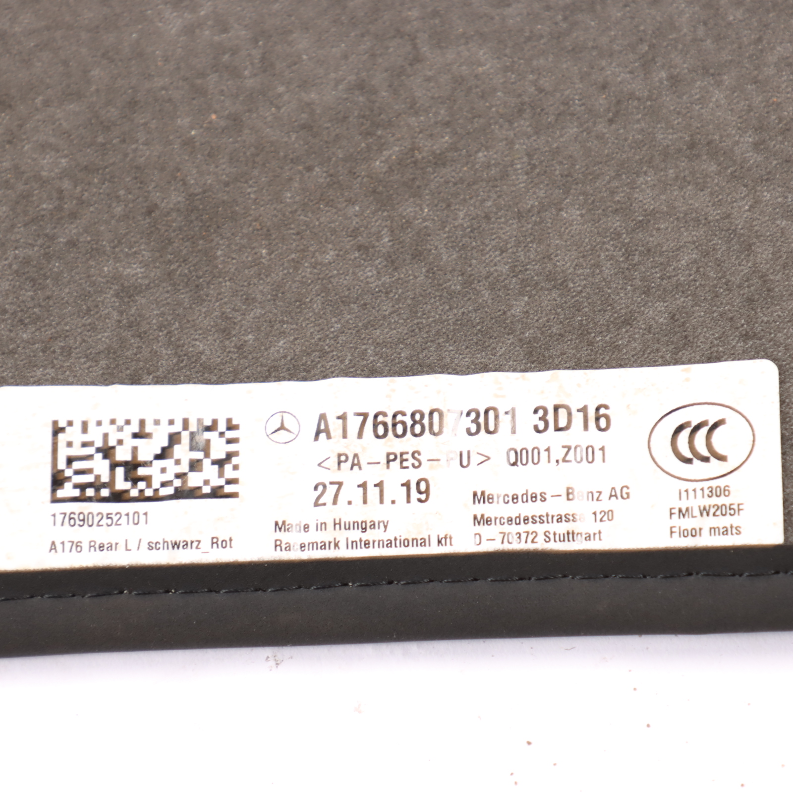 Mercedes W176 AMG Floor Mats Set Interior Front Rear Left Right Cover