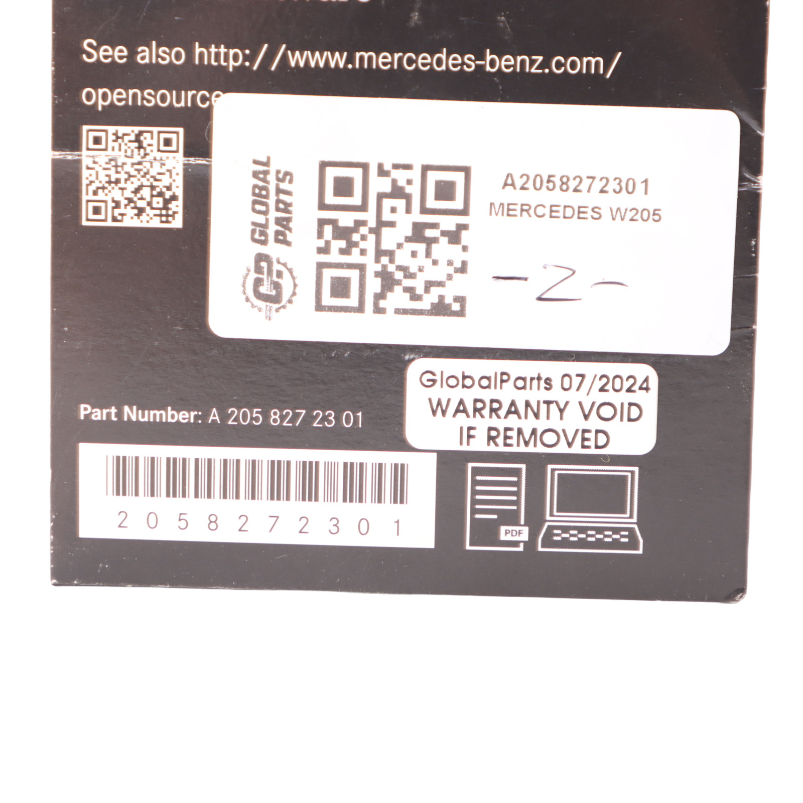 Mercedes W205 Open Source Software CD Licence Information A2058272301