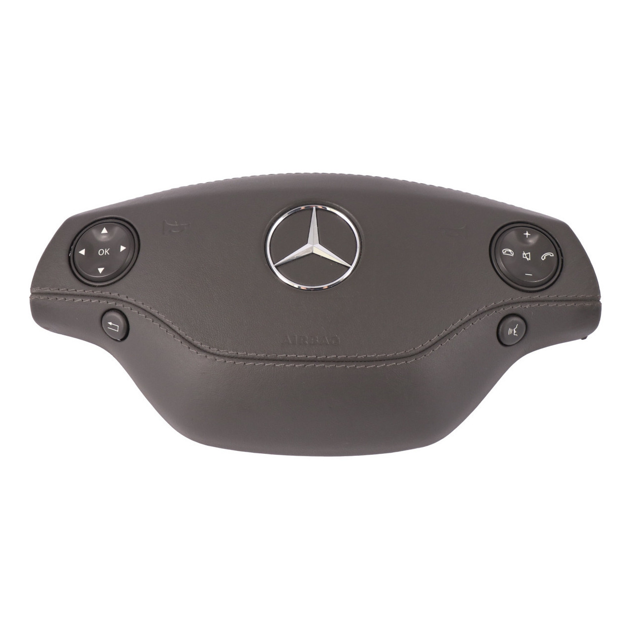 Mercedes W221 S500 Steering Wheel Air Module Buttons Leather Dark Basalt Grey