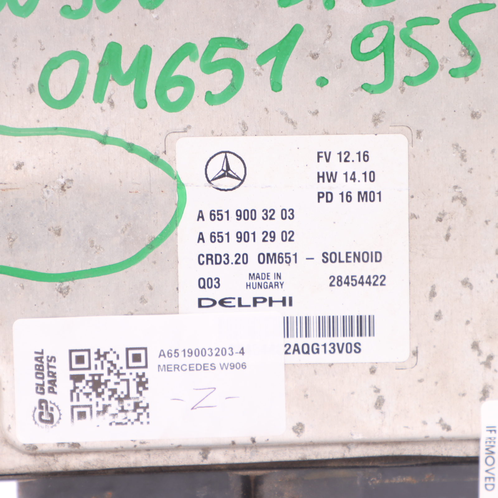 Mercedes W906 313 CDI OM651.955 129HP Diesel Engine ECU A6519003203 Manual