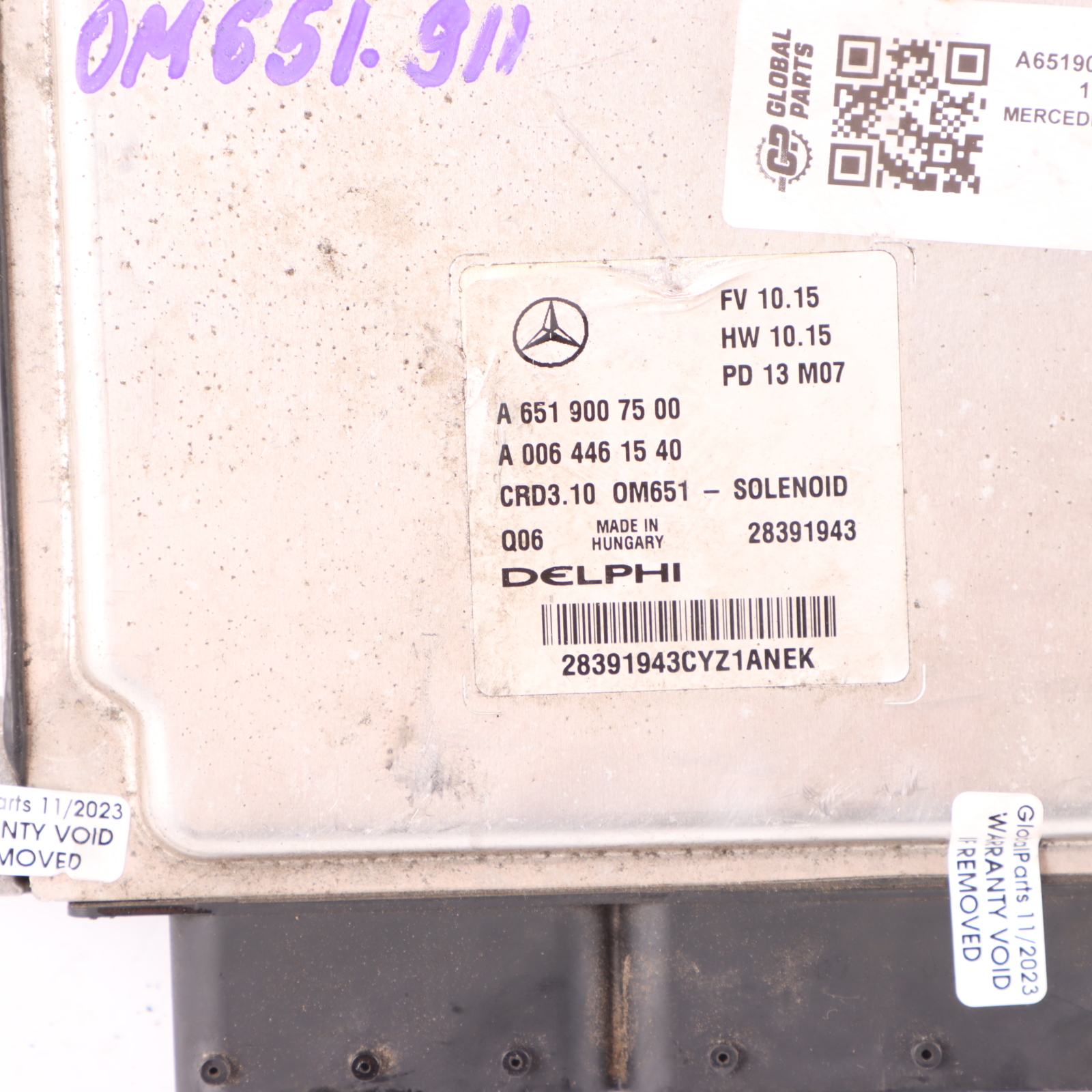 Mercedes W204 C 220 CDI 651.911 Engine Control Unit ECU Kit A6519007500 Key Lock