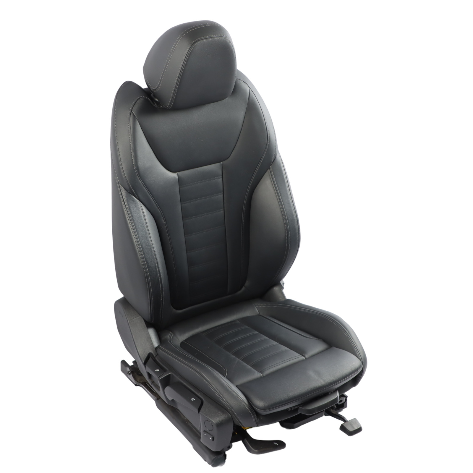 BMW X3 G01 Front Seat Sport Heated Right O/S Leather Vernasca Black Gray Threads