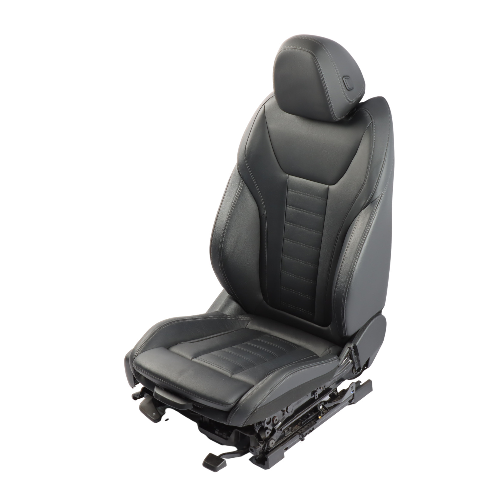 BMW X3 G01 Front Seat Sport Heated Right O/S Leather Vernasca Black Gray Threads