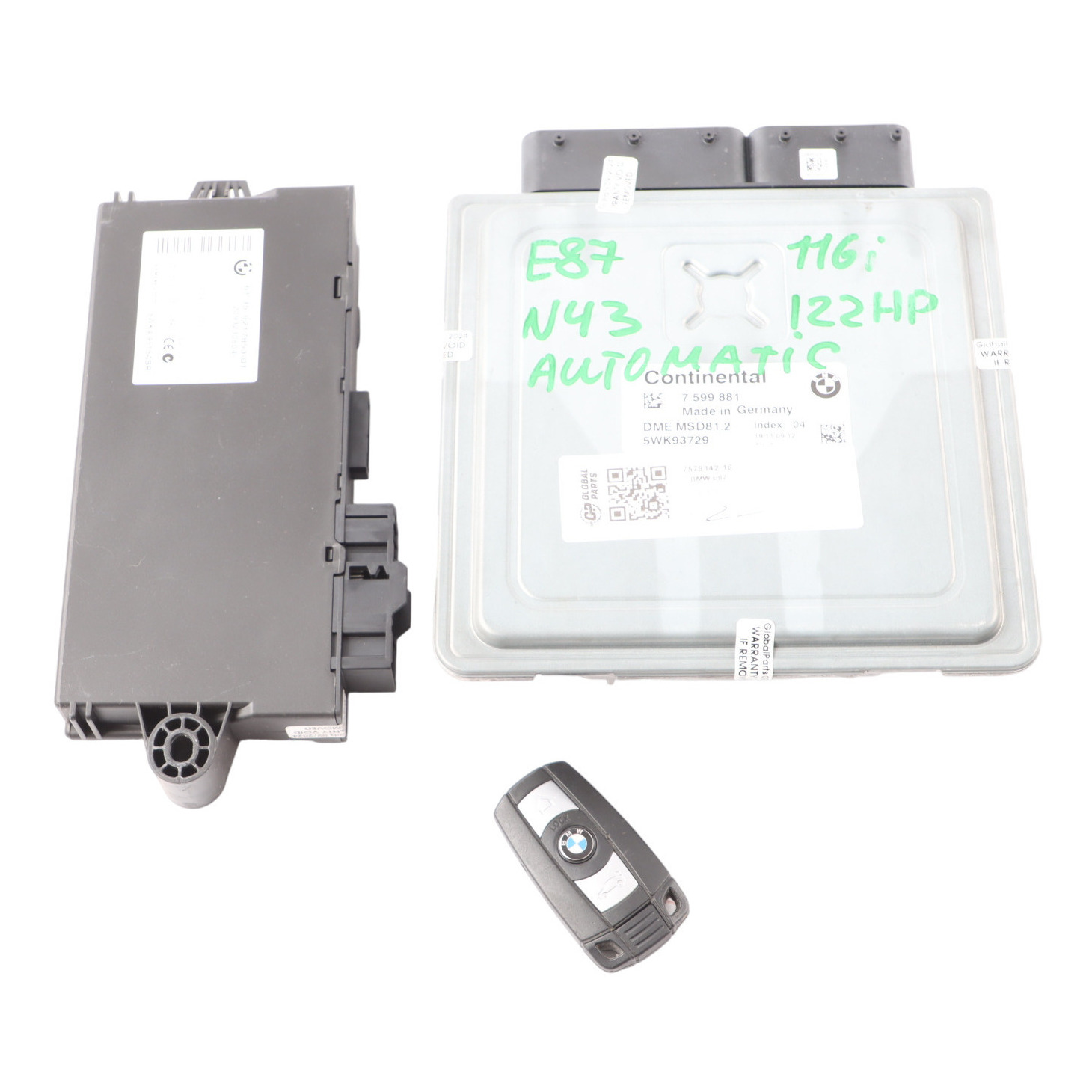 BMW E81 E87 LCI 116i 1.6 Petrol N43 ECU Kit DME 7579142 CAS3 + Key Automatic