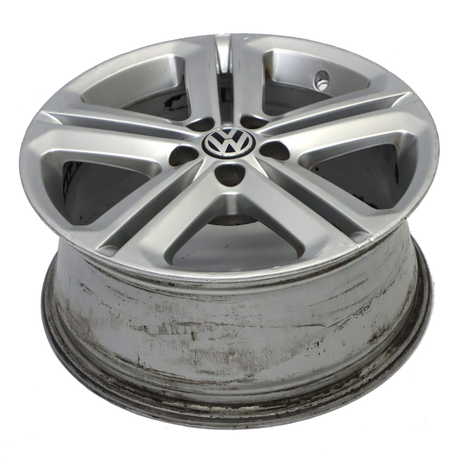 Volkswagen Polo Mk5 6R Silver Alloy Wheel Rim 16" ET:46 7J 6R0601025T