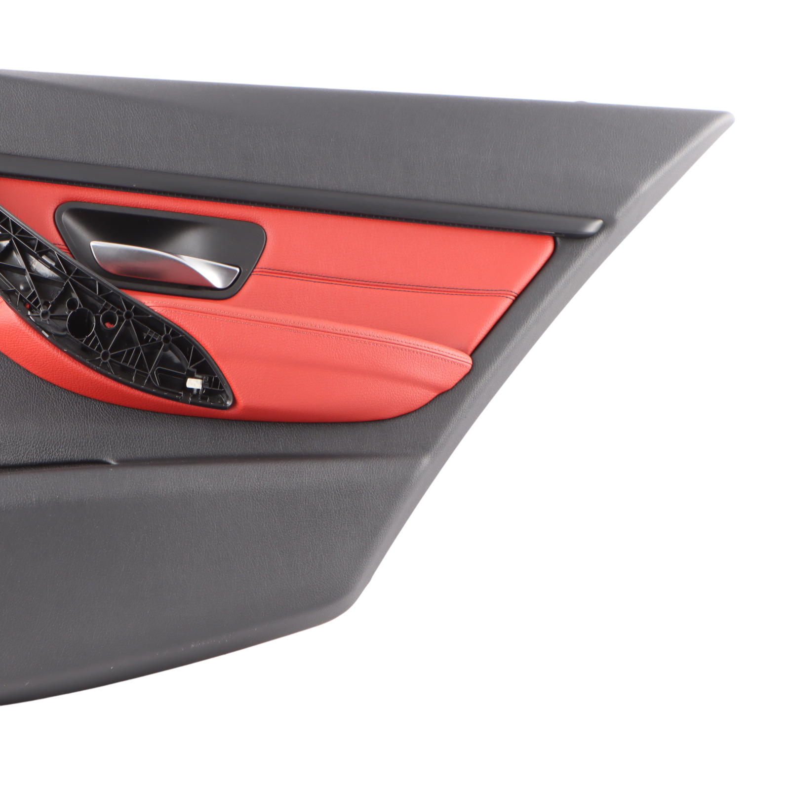 BMW 3 F30 F31 Rear Right O/S Door Card Lining Panel Leather Red Black