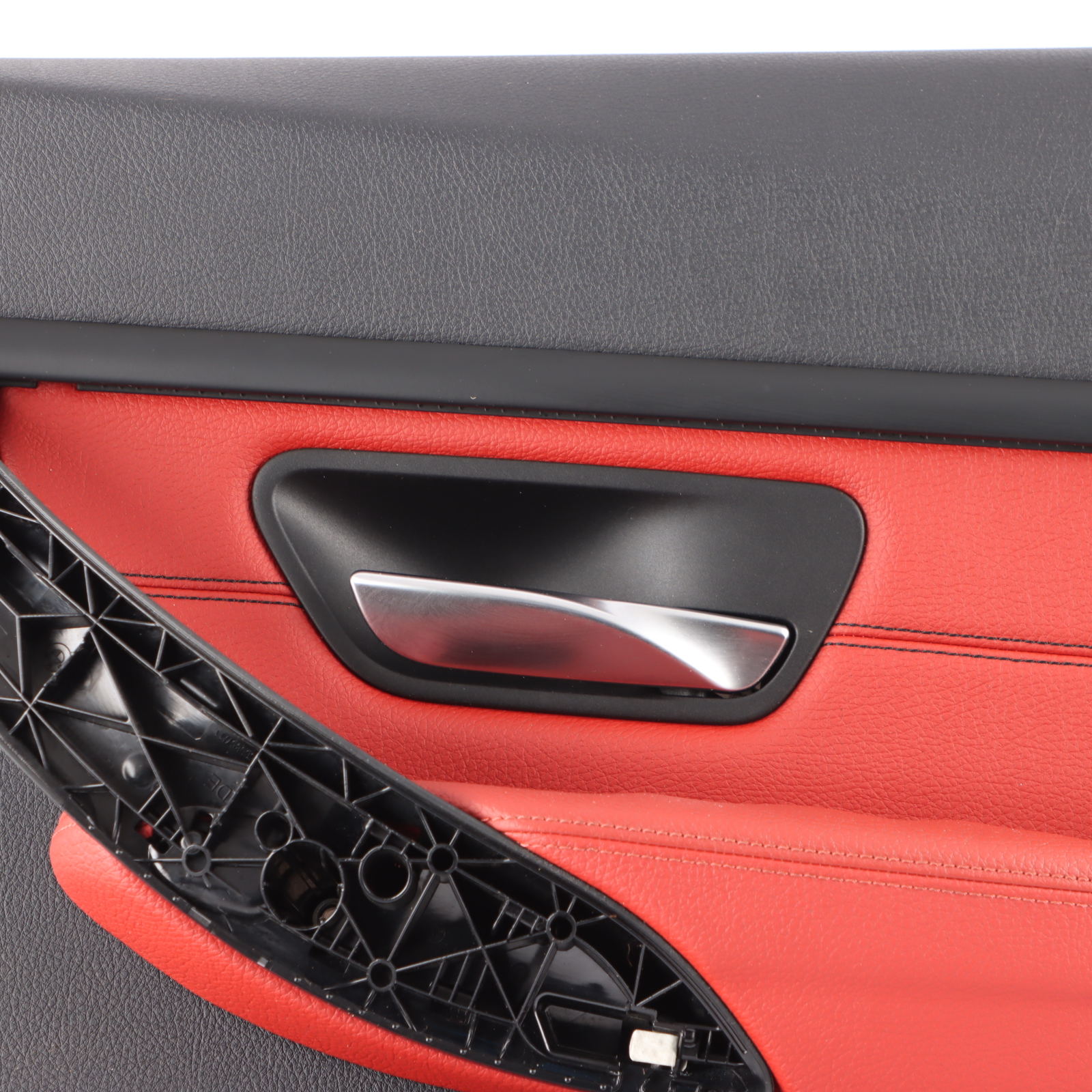 BMW 3 F30 F31 Rear Right O/S Door Card Lining Panel Leather Red Black