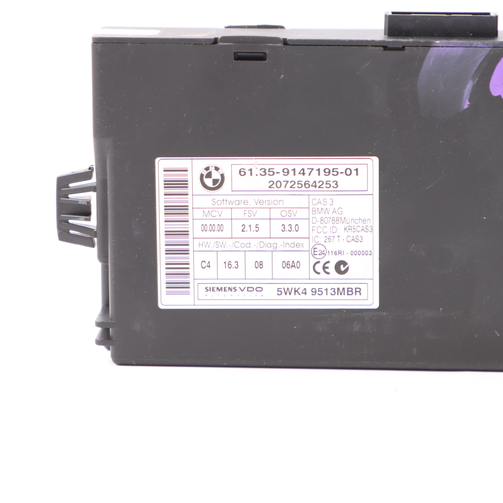 BMW E81 E87 LCI E90 E91 N43 118i 318i ECU Kit DME 7583225 CAS3 + Key Manual