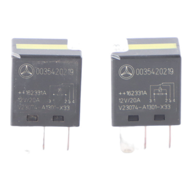 Relay Mercedes W639 W906 5-Pin Black 12V 20A A0035420219 Set X2