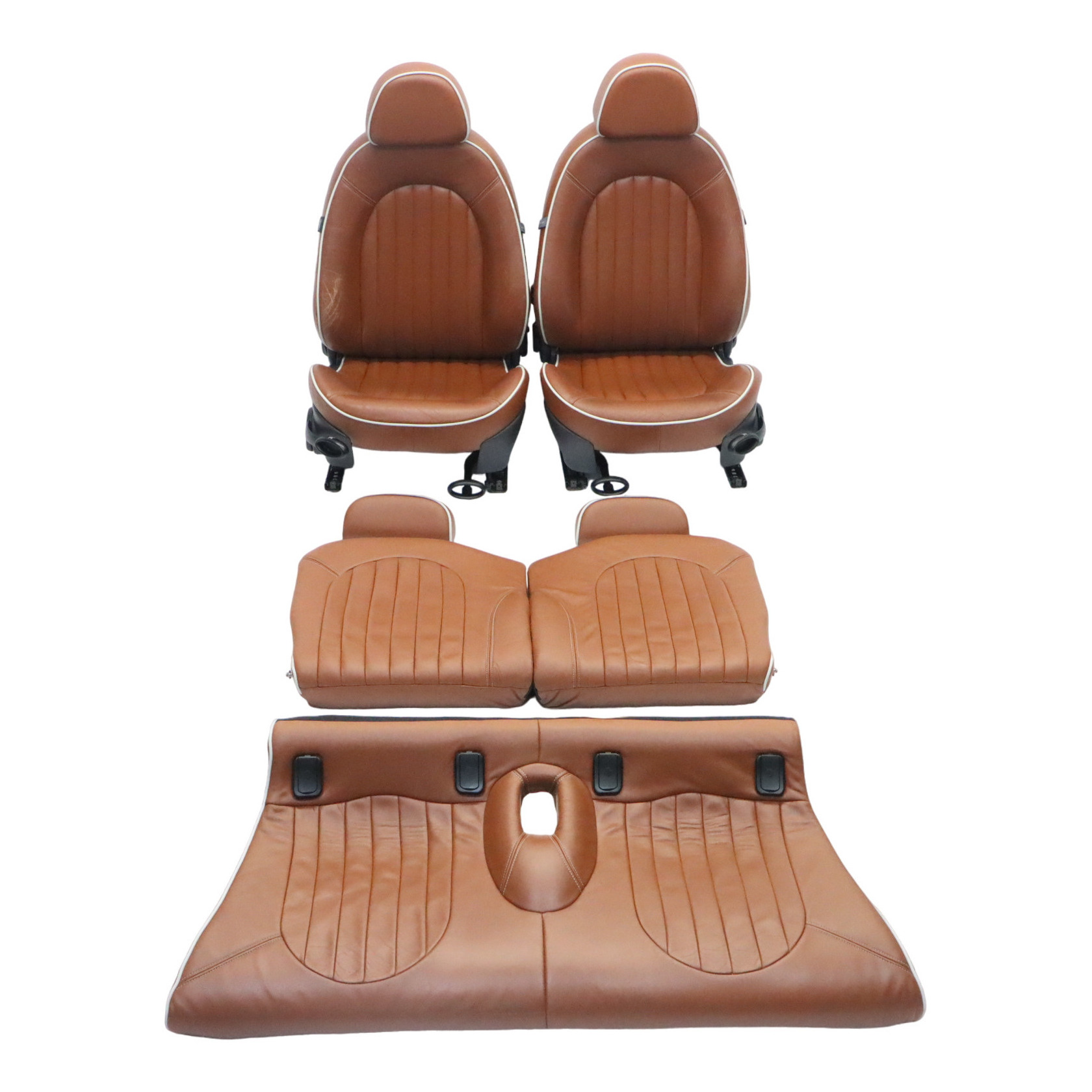 Mini R52 Heated Sport Malt Brown Leather English Seats Front Rear Seat Sidewalk