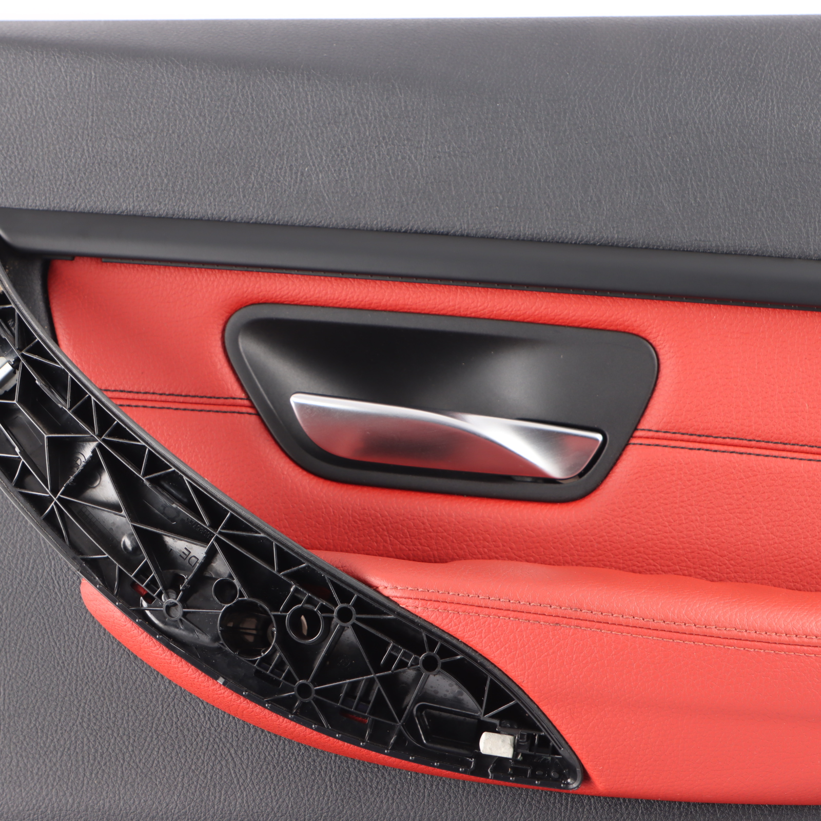 Door Card BMW F30 F31 Rear Right O/S Lining Panel Cover Leather Korall Rot Black