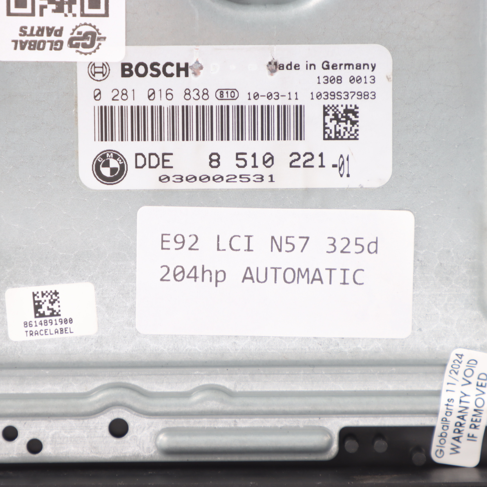 BMW E90 E91 E92 LCI 325d N57 204HP ECU Engine Module DDE 8510221 Automatic