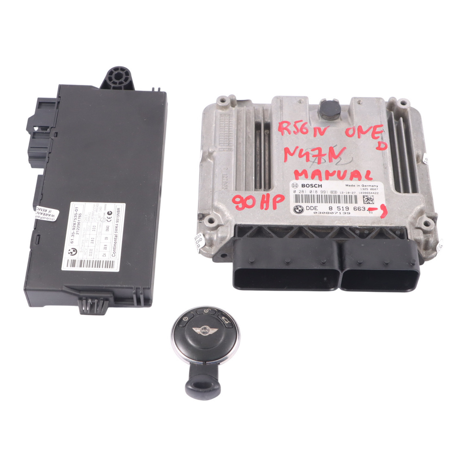 Mini One D R56 LCI N47N 90HP Diesel Engine ECU Kit DDE 8519663 + CAS3 + Key