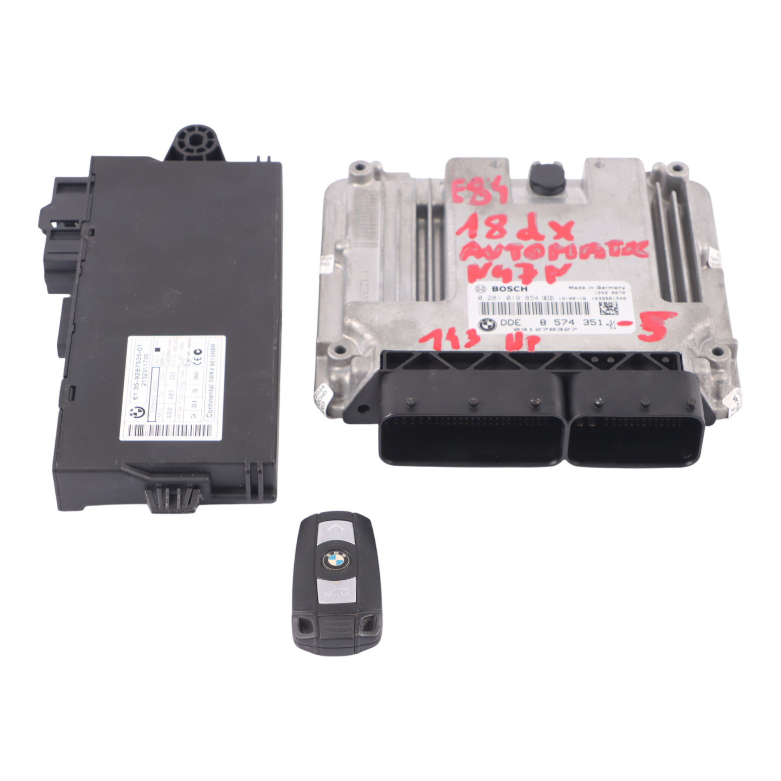 BMW X1 E84 18dX Diesel N47N Engine Unit ECU Kit DDE 8574351 CAS3 Key Automatic