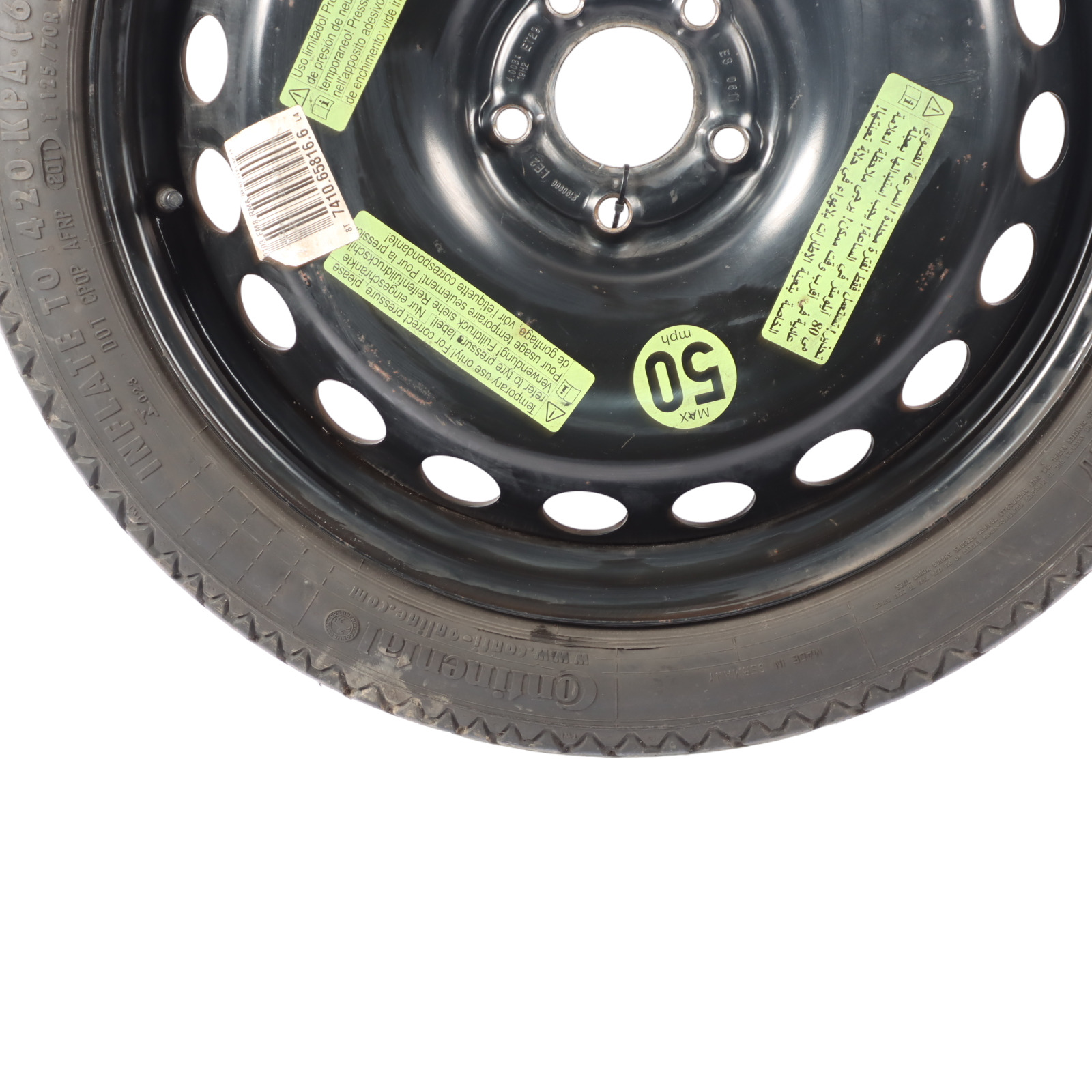  Audi A4 B8 Space Saver Spare Wheel R19 4J Continental 125/70 ET29 8K0601027D