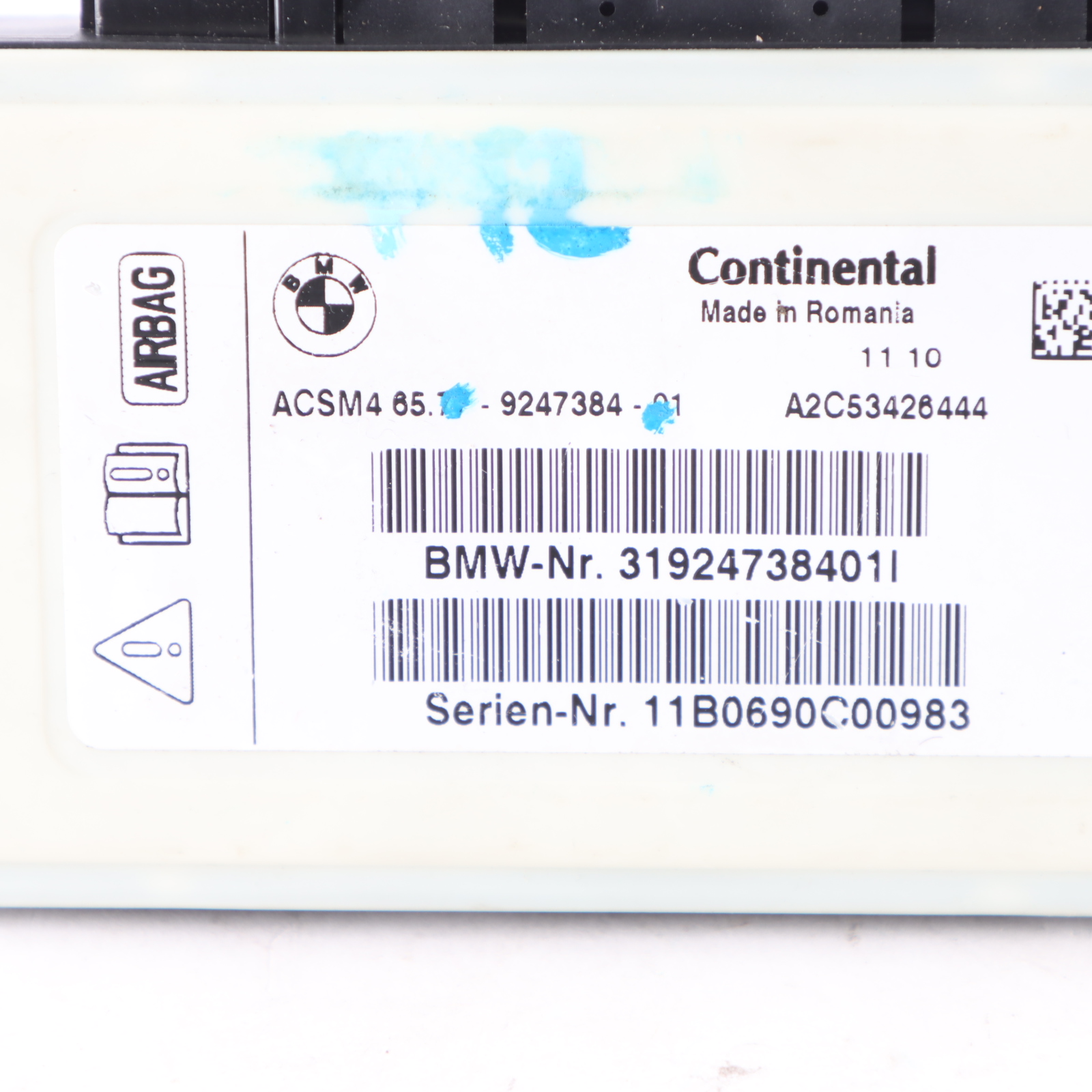 BMW F13 F12 Safety Air Control Module Unit ECU ACSM4 9247384