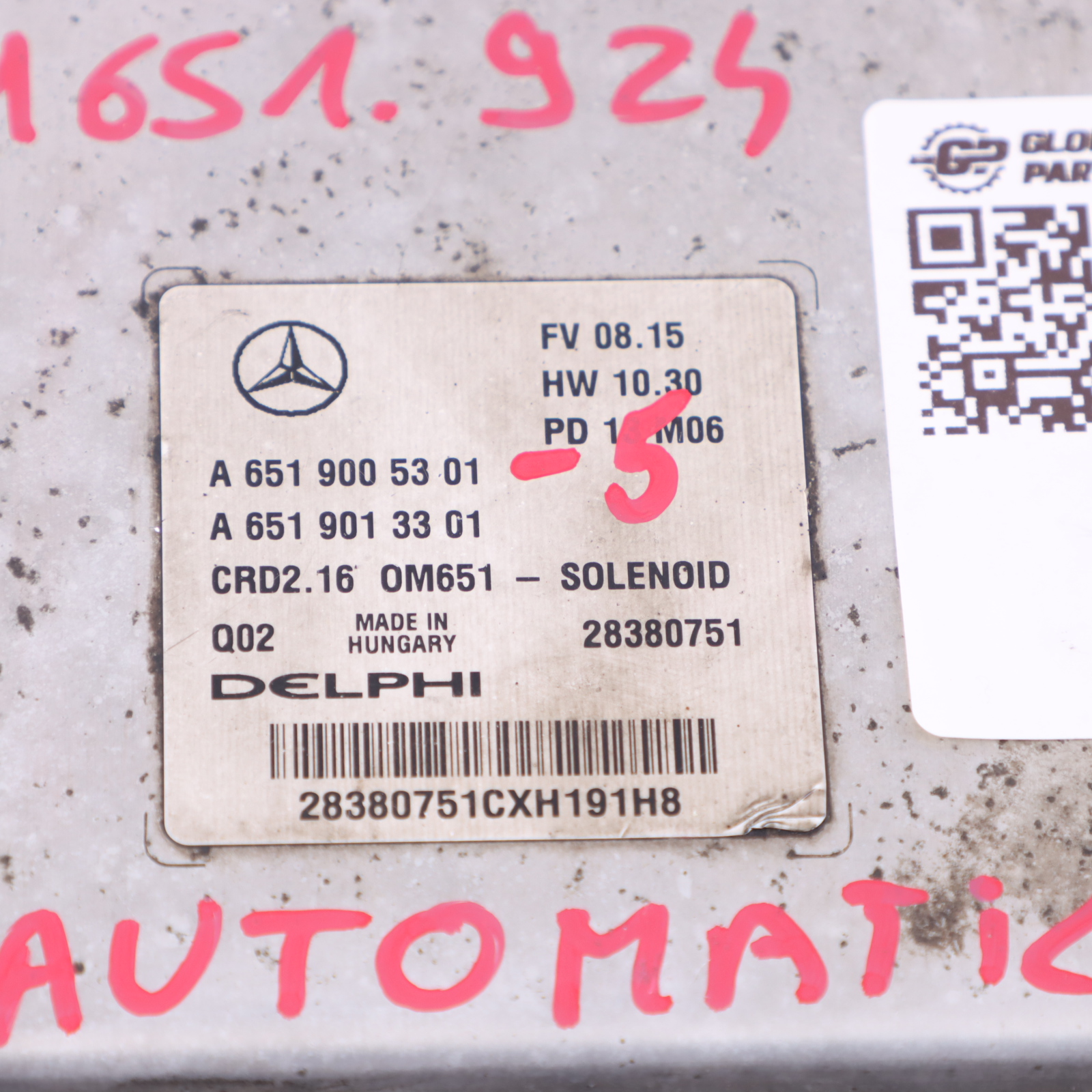 Mercedes W212 E220CDI OM651.924 Engine ECU Kit Key Lock Ignition A6519005301