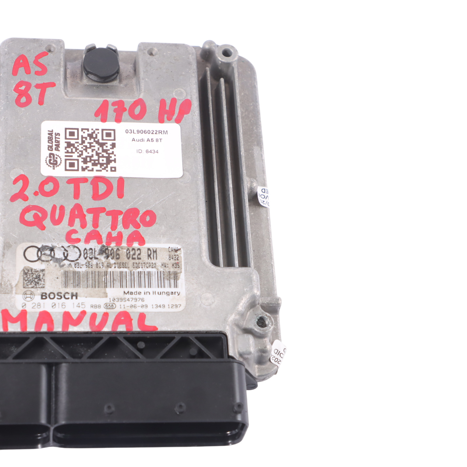 Audi A5 8T 2.0 TDI CAHA 170HP Engine Control Module ECU 03L906022RM Manual