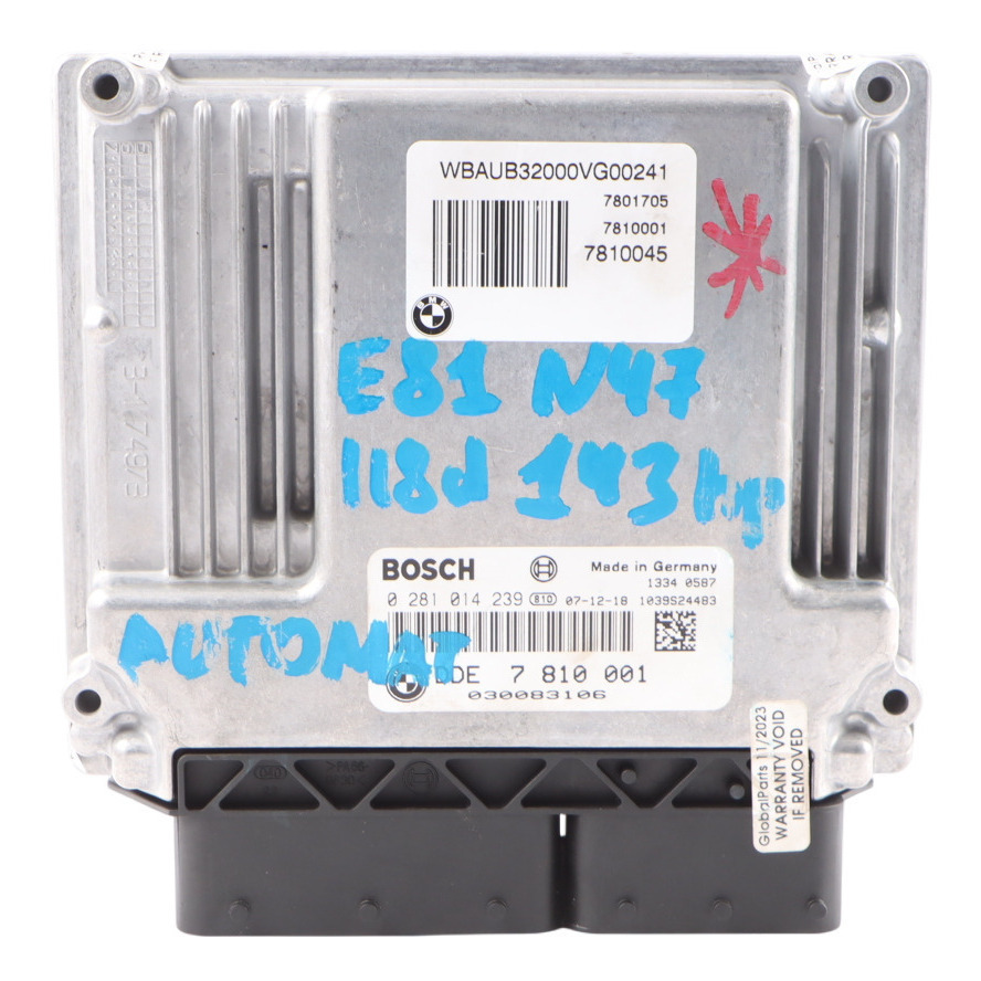 BMW E81 E87 LCI E90 N47 Diesel Engine DDE ECU Control Unit 7810001 Automatic