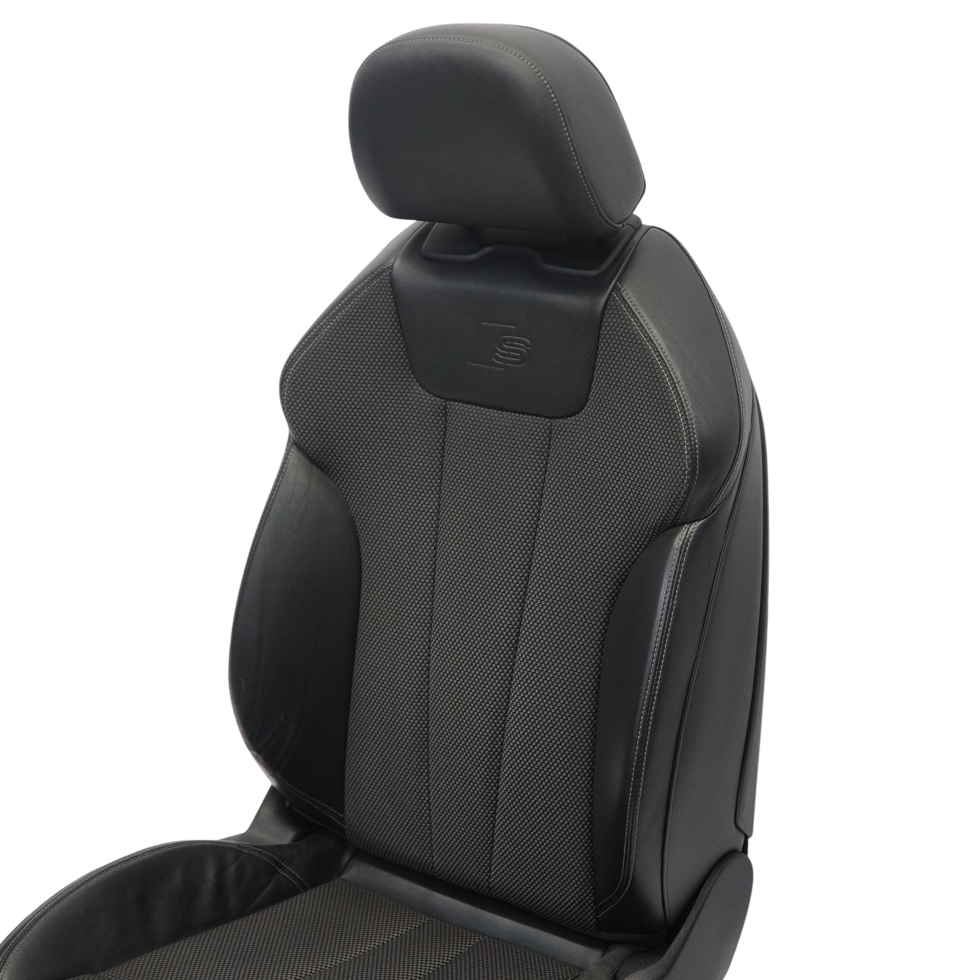 Audi A4 B9 Front Sport Seat S-Line Right O/S Leather Cloth Soul Black Fels Grey