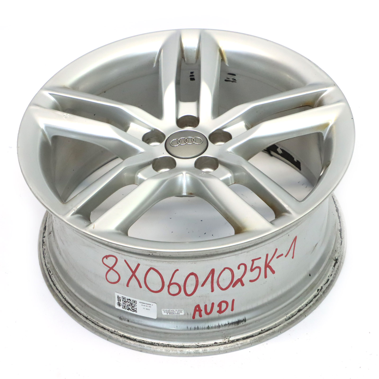 Audi A1 8X Silver Alloy Wheel Rim 17" 7.5J ET36 Double Star Spoke 8X0601025K