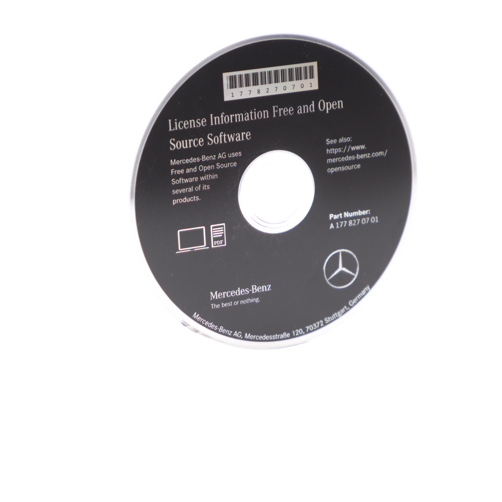 Mercedes W177 Licence Information And Open Source Software Disk A1778270701