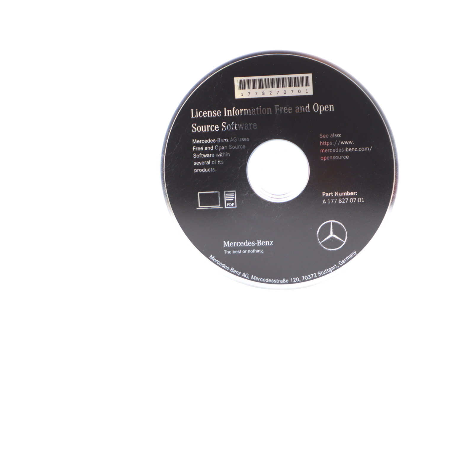 Mercedes W177 Licence Information And Open Source Software Disk A1778270701