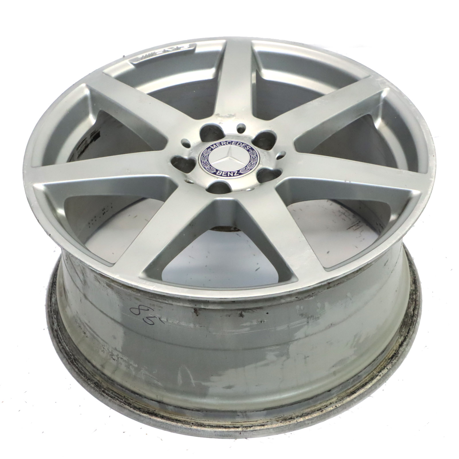 Mercedes W204 7-Spoke AMG Silver Rear Alloy Wheel Rim 18" 8,5J A2044019902