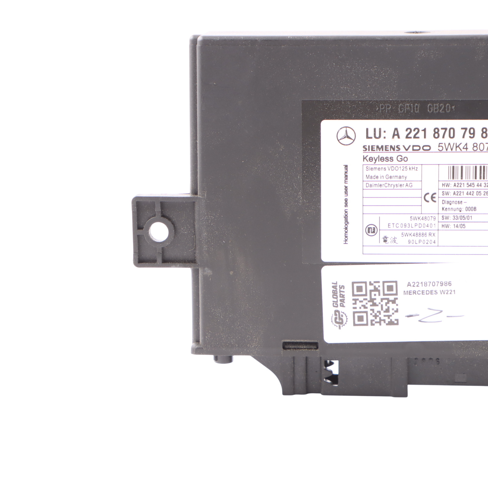 Mercedes W221 Keyless Go Entry Control Module Unit ECU A2218707986