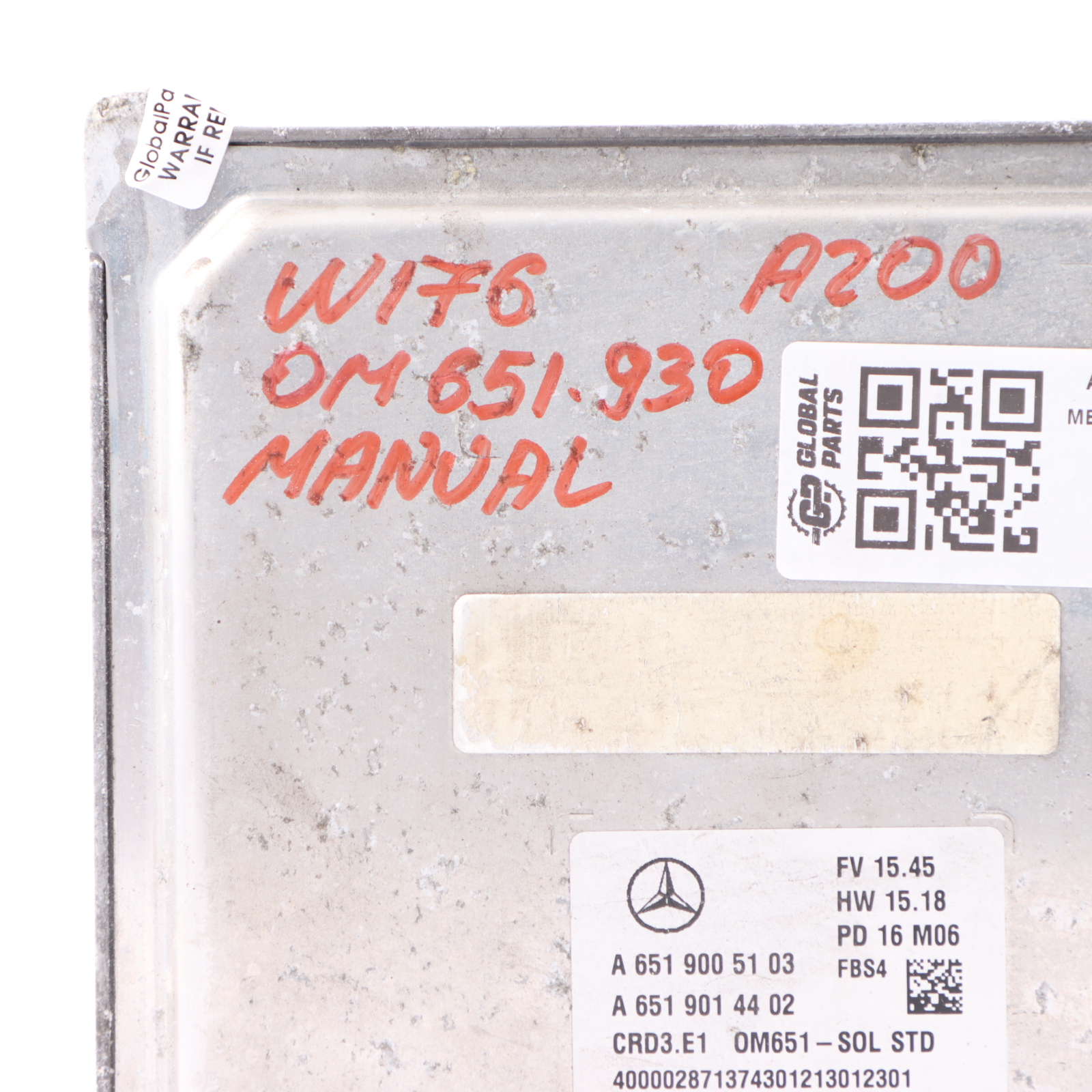 Mercedes A200 W176 2.1L OM651.930 Engine Control Unit ECU A6519005103 Manual