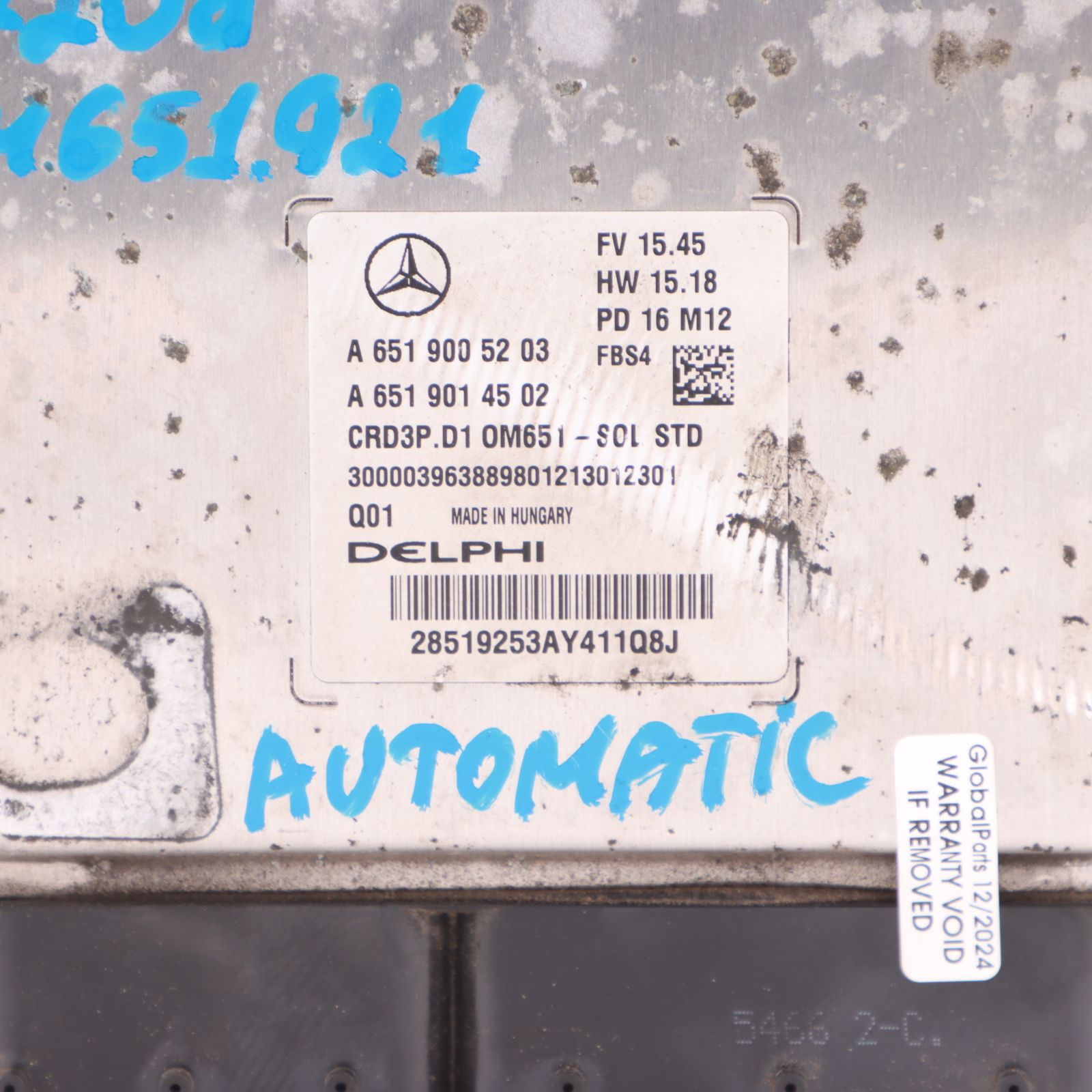 Mercedes W205 C 220d 651.921 194HP ECU Kit A6519005203 SAM 2 Keys Lock Automatic