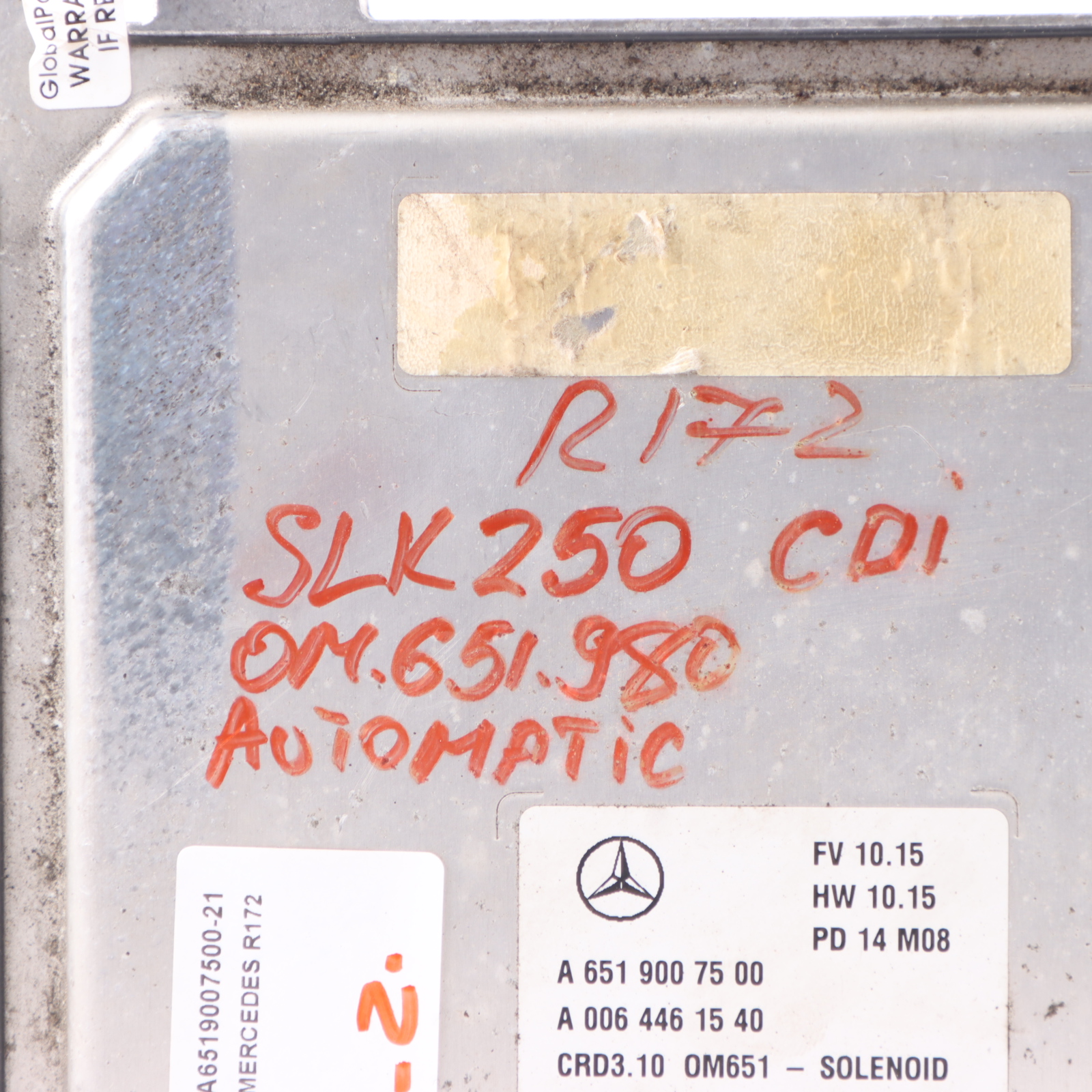 Mercedes SLK R172 250CDI OM651.980 Engine Control Unit ECU A6519007500 Automatic