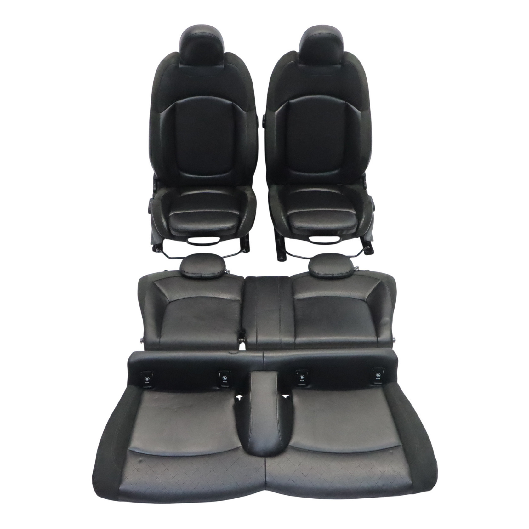 Mini F56 Heated Sport Seats Leather Cross Punch Carbon Black Set Front Rear Seat